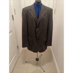 JOHN CLARENDON MENS WOOL‎ BLAZER JACKET  Sz 43L Dark Gray/Green 3 Button Front